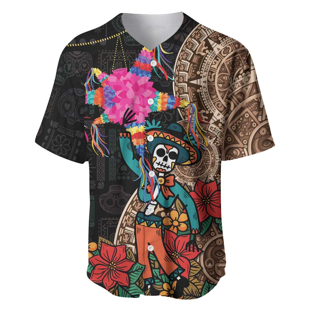 Las Posadas Baseball Jersey Pinata With Mexican Aztec Circle - Wonder Print Shop