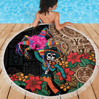 Las Posadas Beach Blanket Pinata With Mexican Aztec Circle - Wonder Print Shop