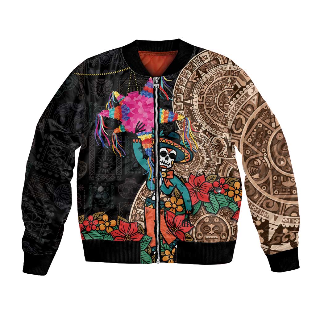 Las Posadas Bomber Jacket Pinata With Mexican Aztec Circle - Wonder Print Shop