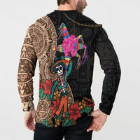 Las Posadas Button Sweatshirt Pinata With Mexican Aztec Circle - Wonder Print Shop