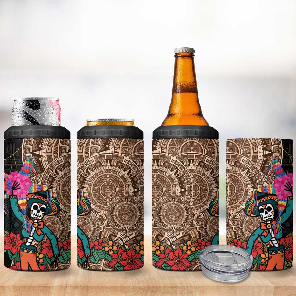 Las Posadas 4 in 1 Can Cooler Tumbler Pinata With Mexican Aztec Circle - Wonder Print Shop