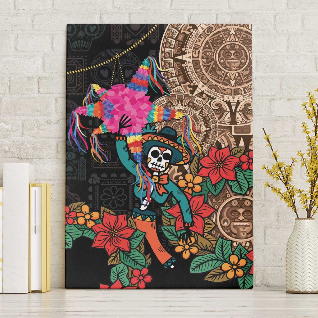 Las Posadas Canvas Wall Art Pinata With Mexican Aztec Circle - Wonder Print Shop