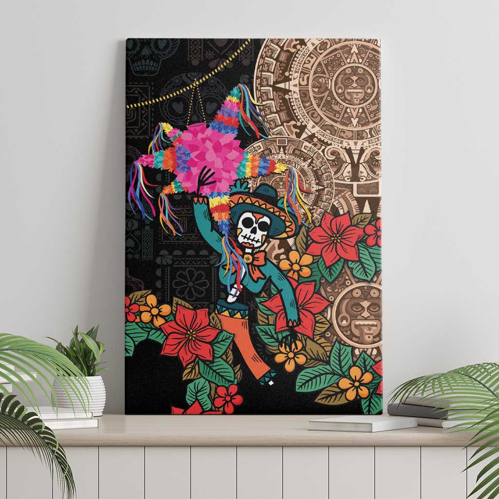 Las Posadas Canvas Wall Art Pinata With Mexican Aztec Circle - Wonder Print Shop