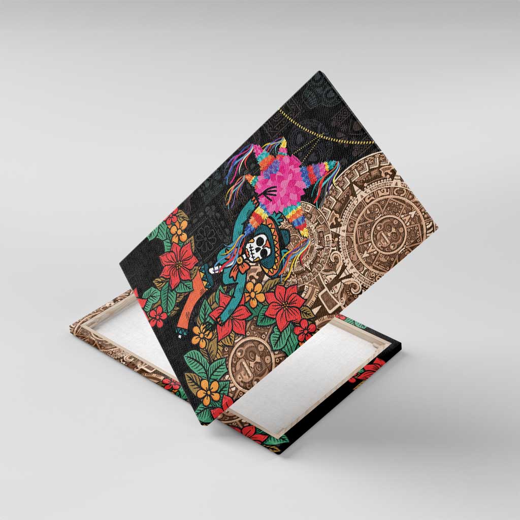 Las Posadas Canvas Wall Art Pinata With Mexican Aztec Circle - Wonder Print Shop