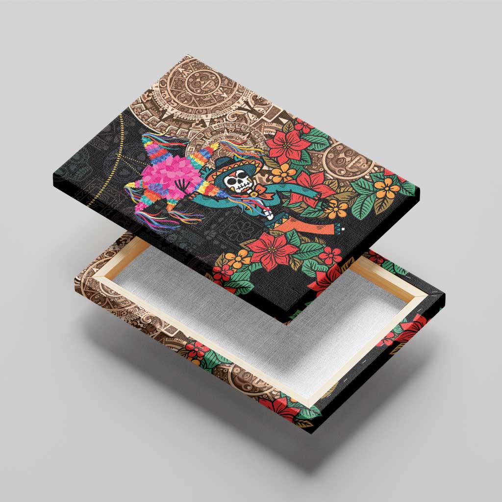 Las Posadas Canvas Wall Art Pinata With Mexican Aztec Circle - Wonder Print Shop