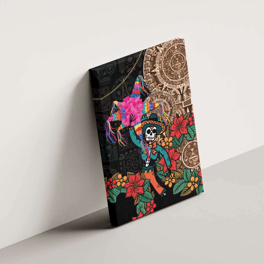 Las Posadas Canvas Wall Art Pinata With Mexican Aztec Circle - Wonder Print Shop