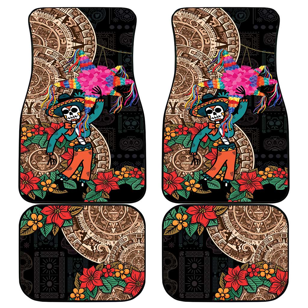 Las Posadas Car Mats Pinata With Mexican Aztec Circle - Wonder Print Shop