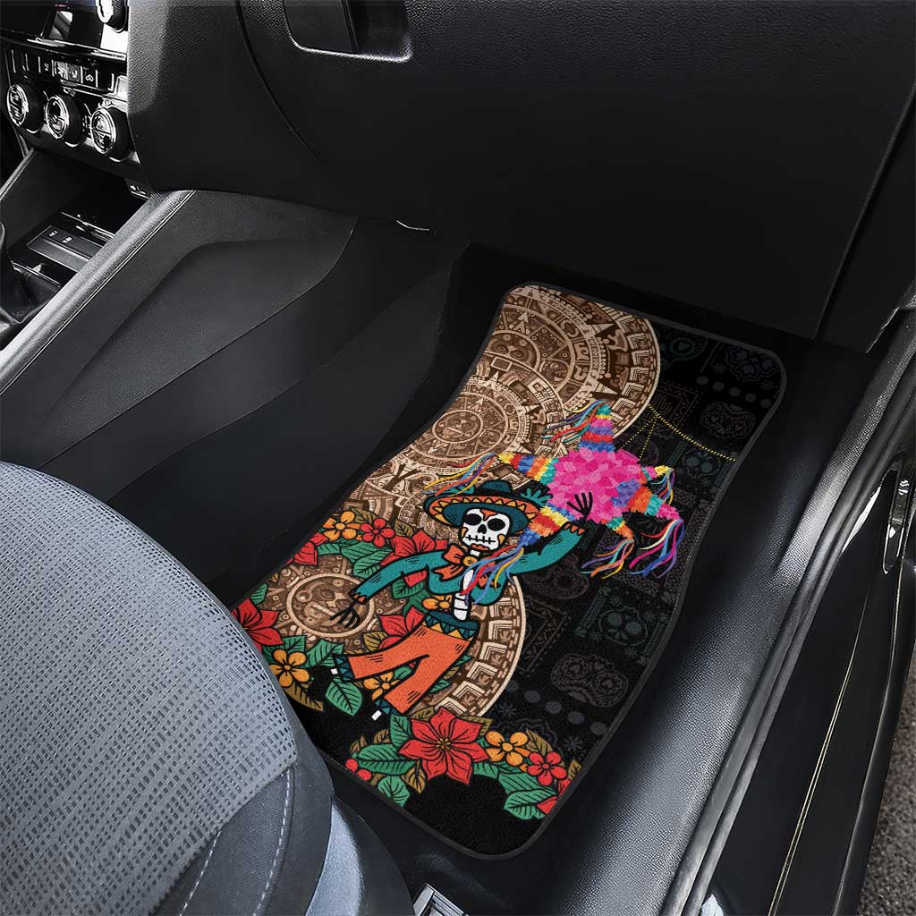 Las Posadas Car Mats Pinata With Mexican Aztec Circle - Wonder Print Shop