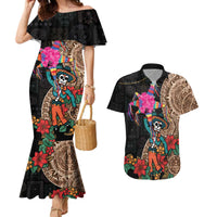 Las Posadas Couples Matching Mermaid Dress and Hawaiian Shirt Pinata With Mexican Aztec Circle - Wonder Print Shop