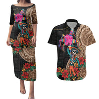 Las Posadas Couples Matching Puletasi and Hawaiian Shirt Pinata With Mexican Aztec Circle - Wonder Print Shop