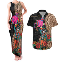 Las Posadas Couples Matching Tank Maxi Dress and Hawaiian Shirt Pinata With Mexican Aztec Circle - Wonder Print Shop