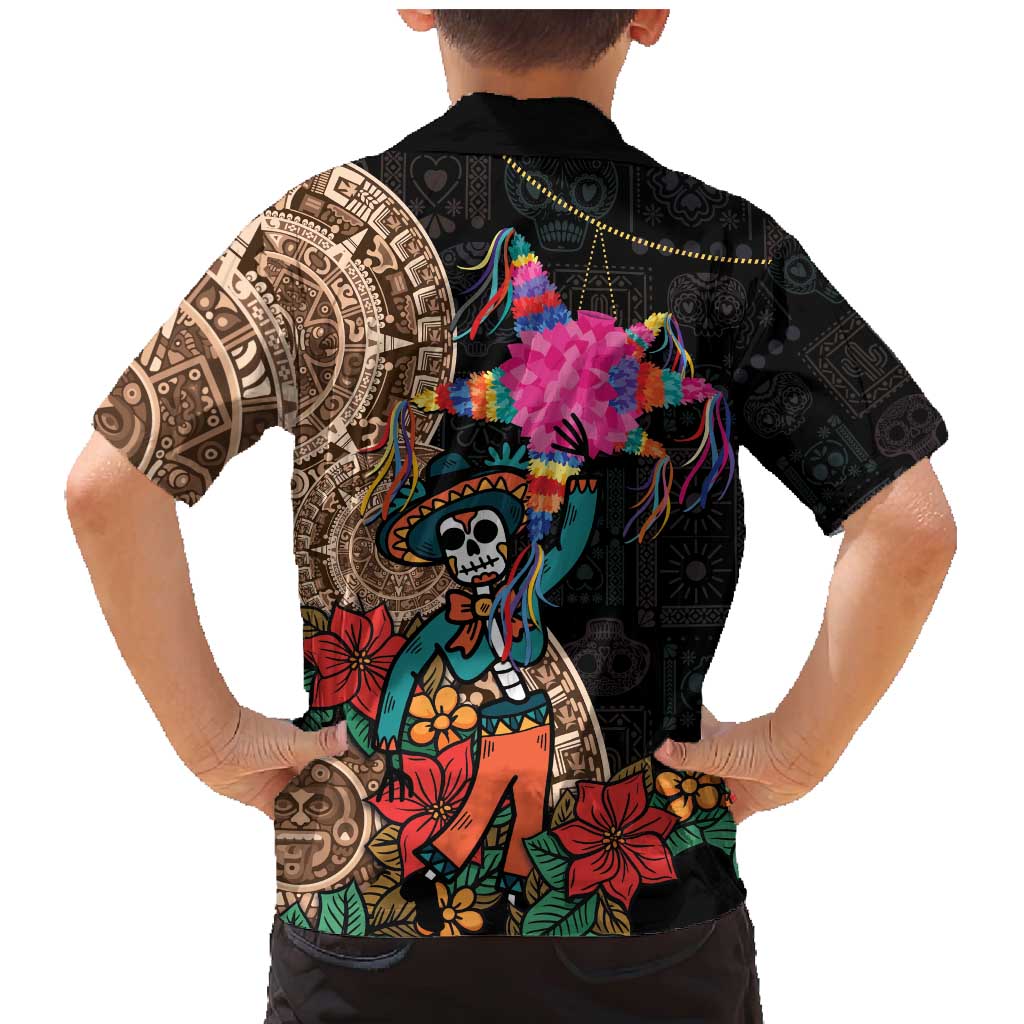 Las Posadas Family Matching Mermaid Dress and Hawaiian Shirt Pinata With Mexican Aztec Circle - Wonder Print Shop