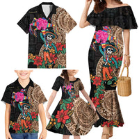 Las Posadas Family Matching Mermaid Dress and Hawaiian Shirt Pinata With Mexican Aztec Circle - Wonder Print Shop