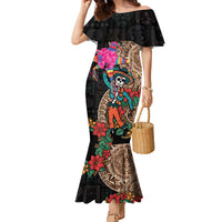 Las Posadas Family Matching Mermaid Dress and Hawaiian Shirt Pinata With Mexican Aztec Circle - Wonder Print Shop