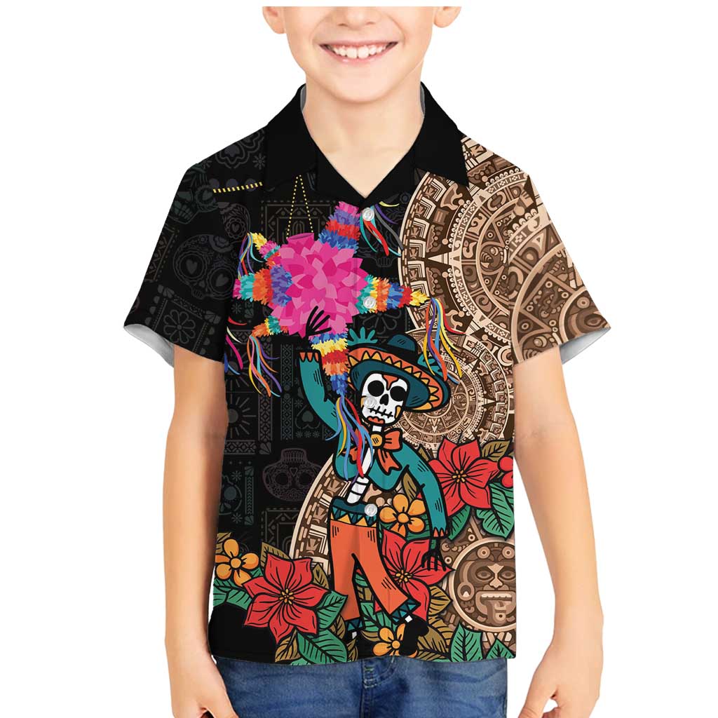 Las Posadas Family Matching Mermaid Dress and Hawaiian Shirt Pinata With Mexican Aztec Circle - Wonder Print Shop