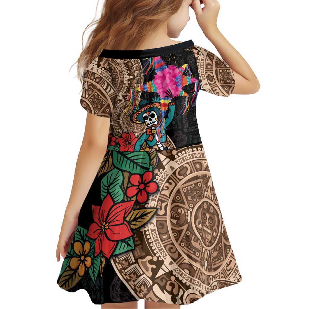 Las Posadas Family Matching Off Shoulder Maxi Dress and Hawaiian Shirt Pinata With Mexican Aztec Circle - Wonder Print Shop