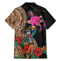 Las Posadas Family Matching Short Sleeve Bodycon Dress and Hawaiian Shirt Pinata With Mexican Aztec Circle - Wonder Print Shop