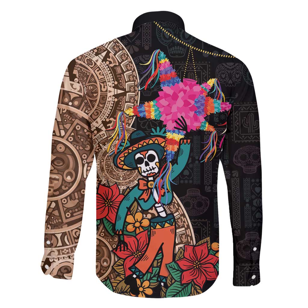 Las Posadas Family Matching Short Sleeve Bodycon Dress and Hawaiian Shirt Pinata With Mexican Aztec Circle - Wonder Print Shop