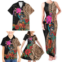 Las Posadas Family Matching Tank Maxi Dress and Hawaiian Shirt Pinata With Mexican Aztec Circle - Wonder Print Shop