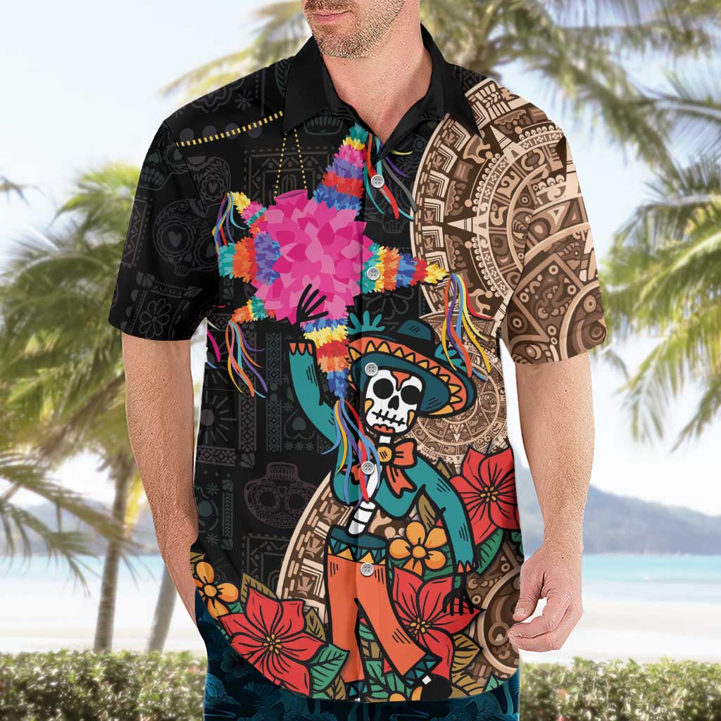 Las Posadas Hawaiian Shirt Pinata With Mexican Aztec Circle - Wonder Print Shop