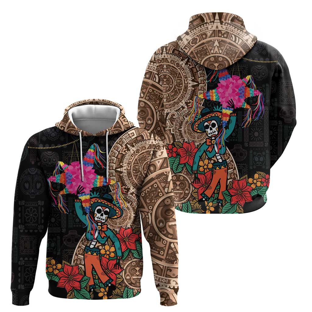 Las Posadas Hoodie Pinata With Mexican Aztec Circle - Wonder Print Shop