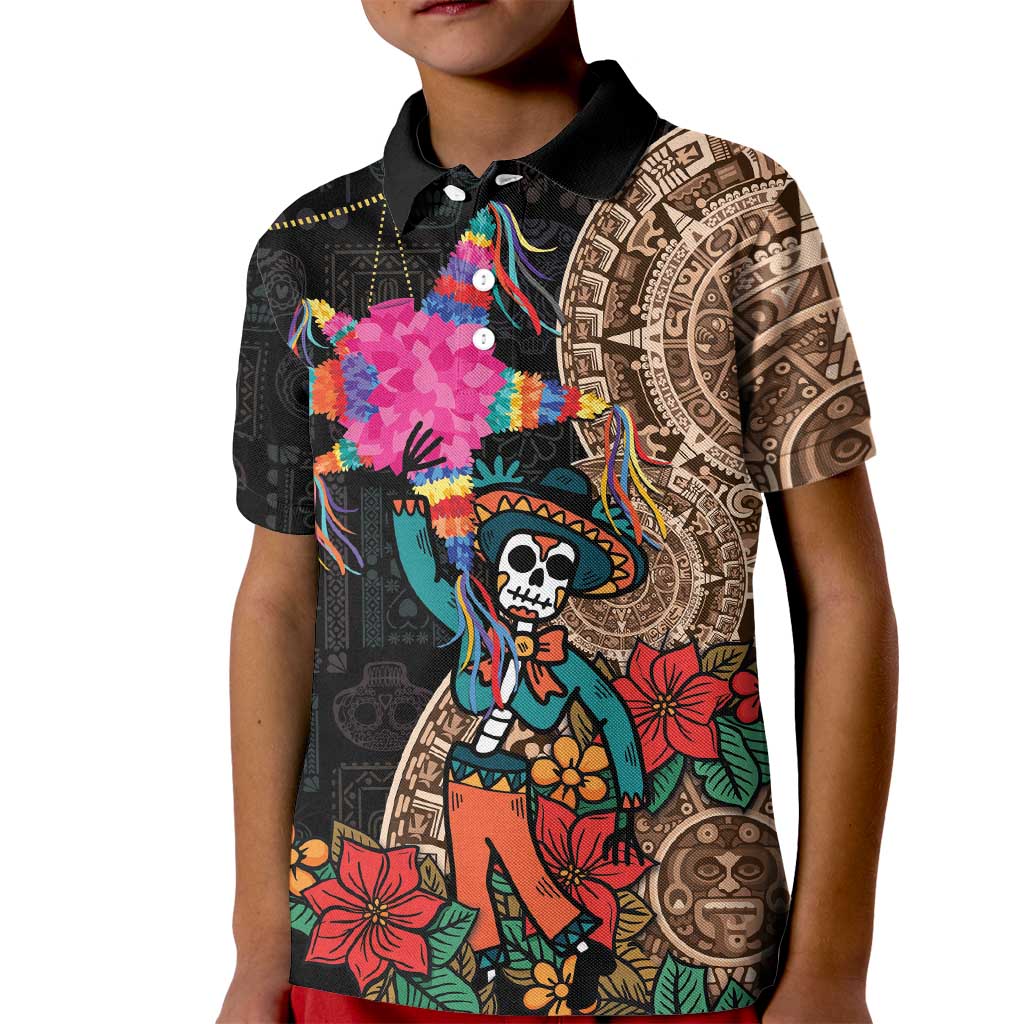 Las Posadas Kid Polo Shirt Pinata With Mexican Aztec Circle - Wonder Print Shop