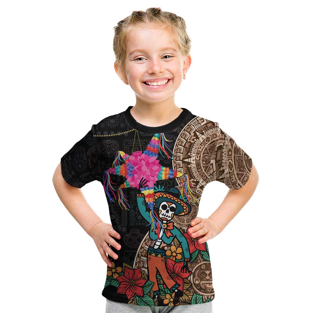 Las Posadas Kid T Shirt Pinata With Mexican Aztec Circle - Wonder Print Shop