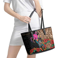 Las Posadas Leather Tote Bag Pinata With Mexican Aztec Circle - Wonder Print Shop