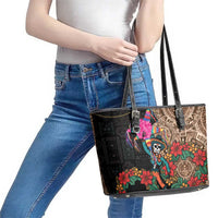 Las Posadas Leather Tote Bag Pinata With Mexican Aztec Circle - Wonder Print Shop