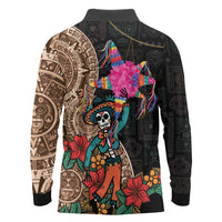 Las Posadas Long Sleeve Polo Shirt Pinata With Mexican Aztec Circle - Wonder Print Shop