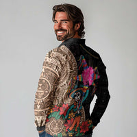 Las Posadas Long Sleeve Polo Shirt Pinata With Mexican Aztec Circle - Wonder Print Shop