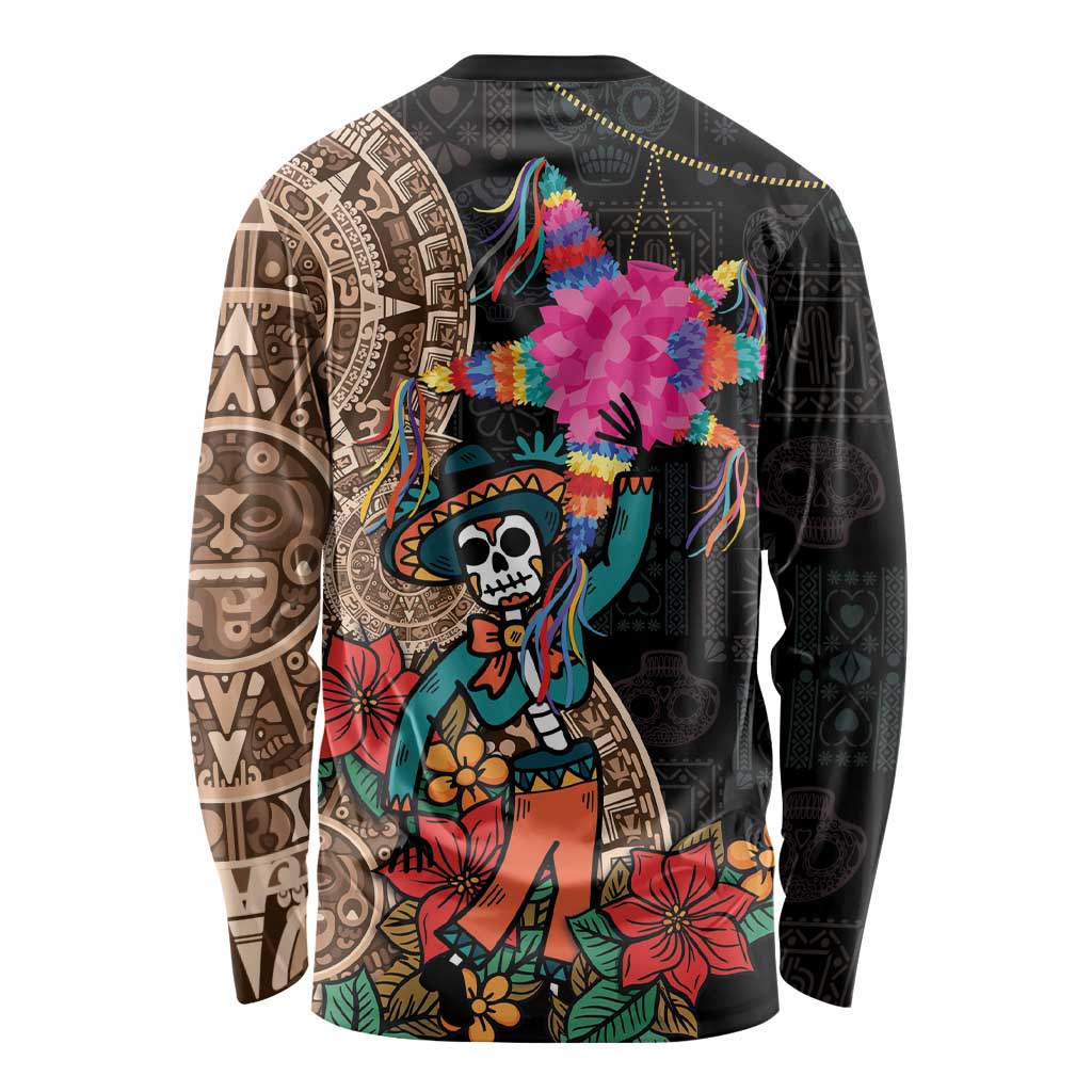 Las Posadas Long Sleeve Shirt Pinata With Mexican Aztec Circle - Wonder Print Shop