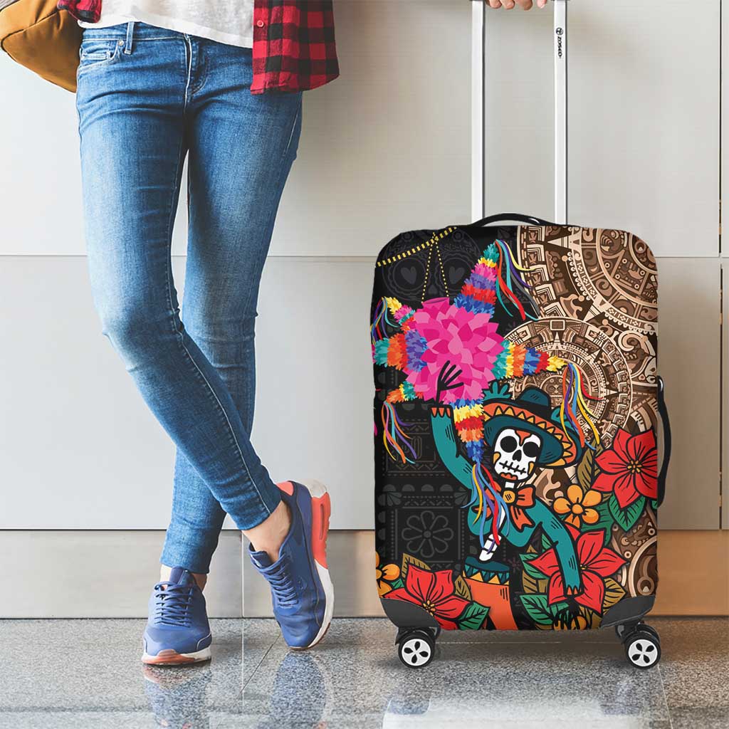 Las Posadas Luggage Cover Pinata With Mexican Aztec Circle - Wonder Print Shop