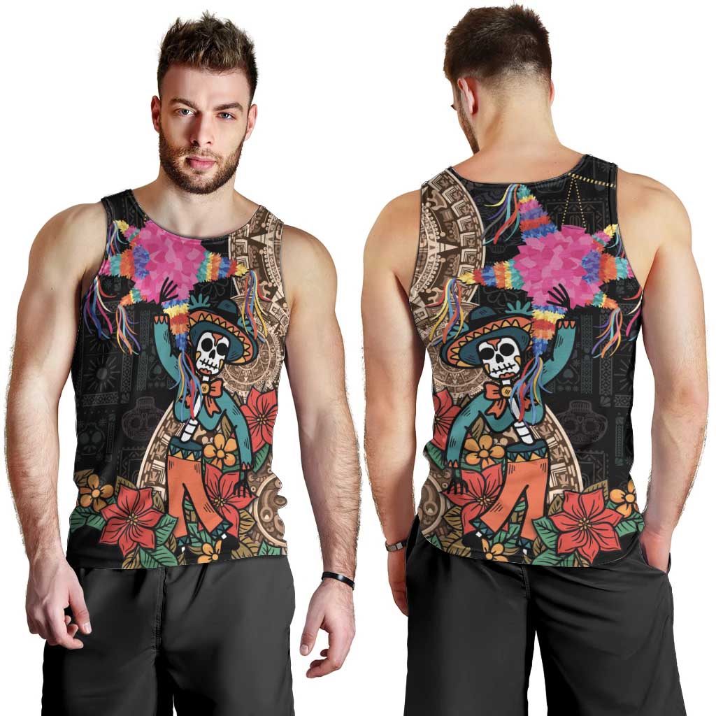 Las Posadas Men Tank Top Pinata With Mexican Aztec Circle - Wonder Print Shop