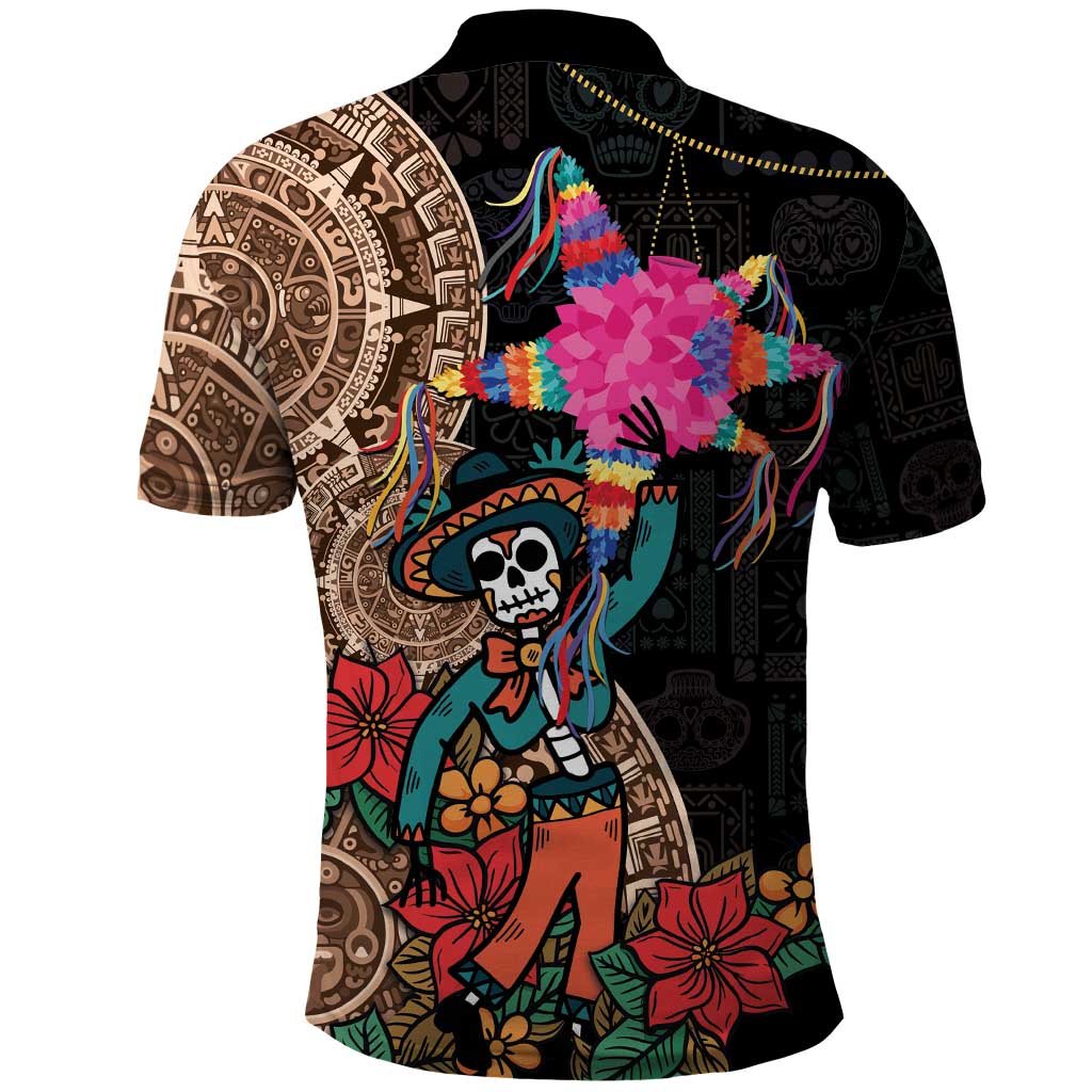 Las Posadas Polo Shirt Pinata With Mexican Aztec Circle - Wonder Print Shop