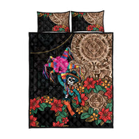 Las Posadas Quilt Bed Set Pinata With Mexican Aztec Circle - Wonder Print Shop