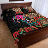 Las Posadas Quilt Bed Set Pinata With Mexican Aztec Circle - Wonder Print Shop
