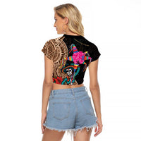 Las Posadas Raglan Cropped T Shirt Pinata With Mexican Aztec Circle - Wonder Print Shop