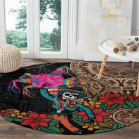 Las Posadas Round Carpet Pinata With Mexican Aztec Circle