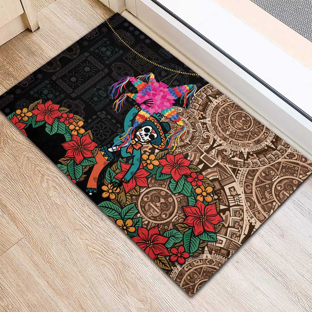 Las Posadas Rubber Doormat Pinata With Mexican Aztec Circle - Wonder Print Shop