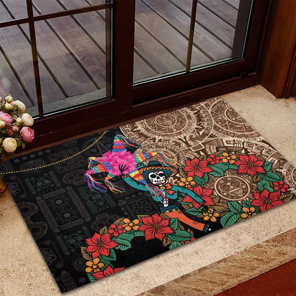 Las Posadas Rubber Doormat Pinata With Mexican Aztec Circle - Wonder Print Shop