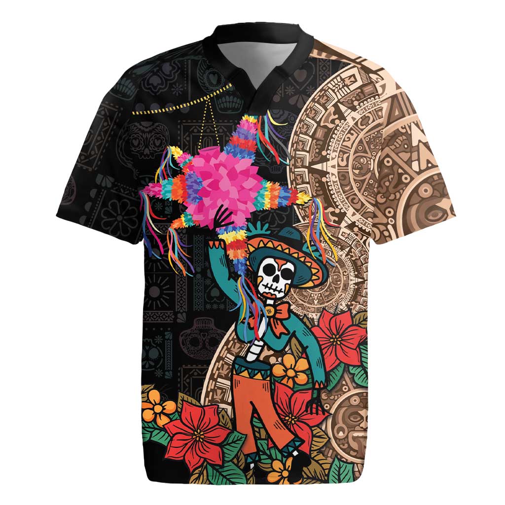 Las Posadas Rugby Jersey Pinata With Mexican Aztec Circle - Wonder Print Shop