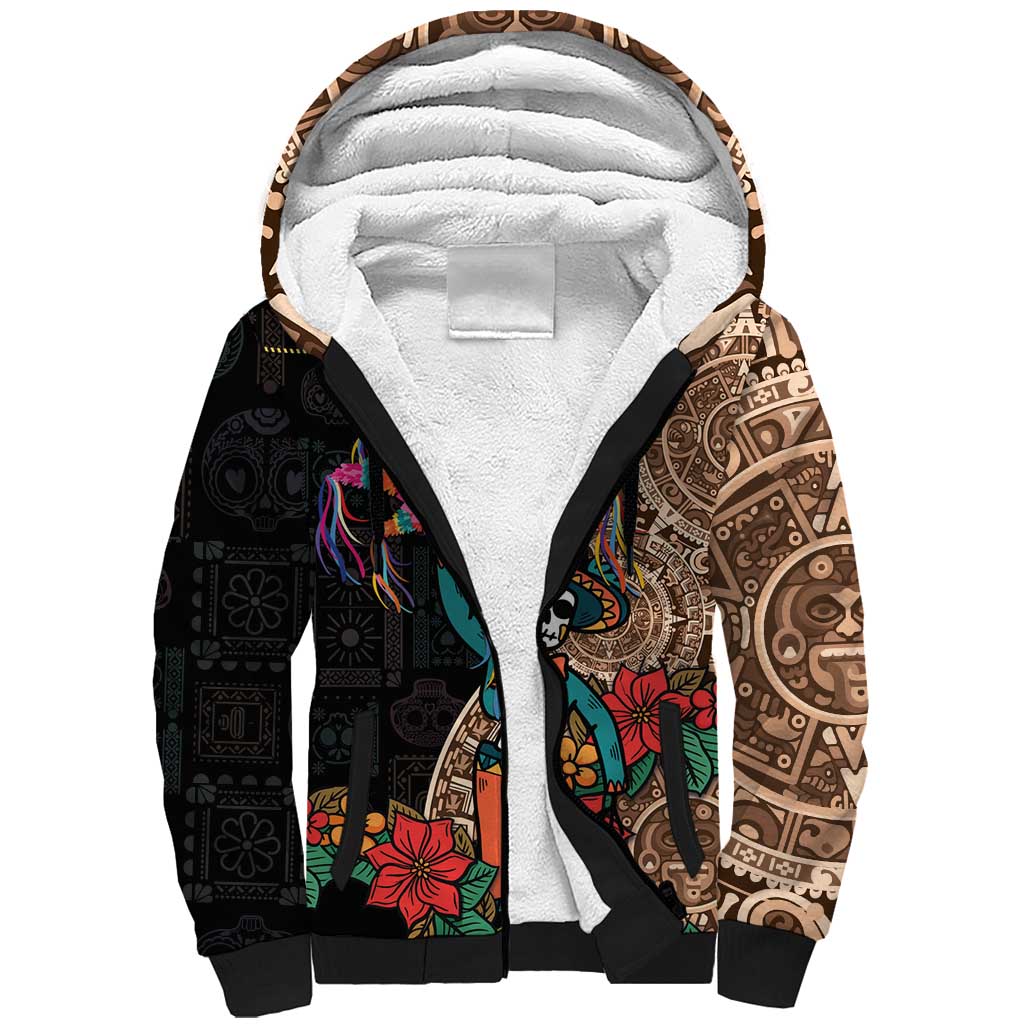 Las Posadas Sherpa Hoodie Pinata With Mexican Aztec Circle - Wonder Print Shop