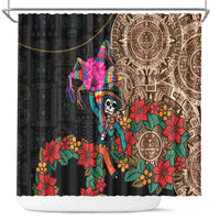 Las Posadas Shower Curtain Pinata With Mexican Aztec Circle