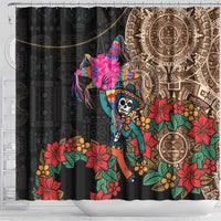 Las Posadas Shower Curtain Pinata With Mexican Aztec Circle