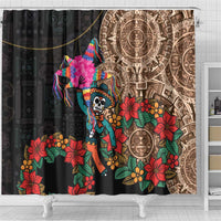 Las Posadas Shower Curtain Pinata With Mexican Aztec Circle