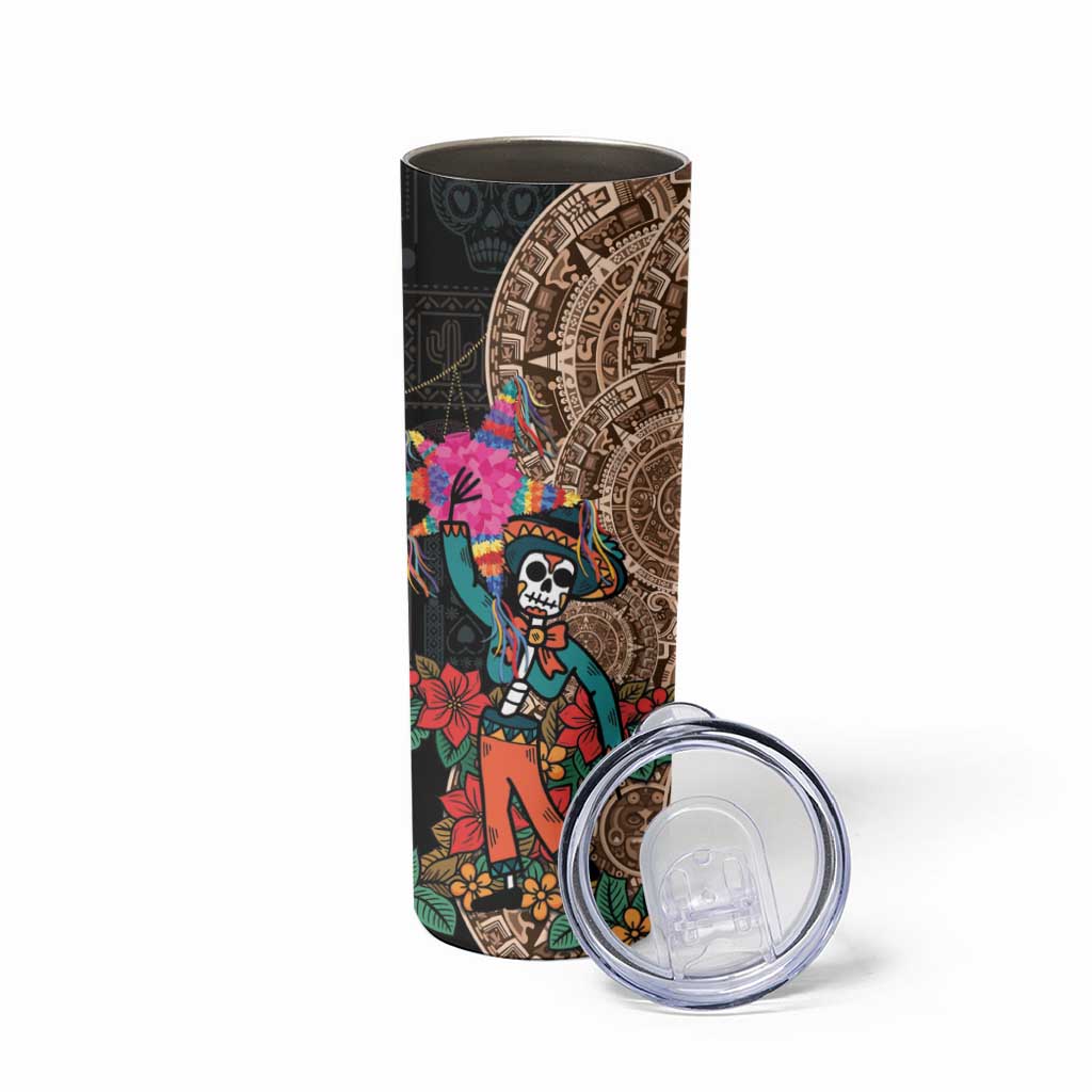 Las Posadas Skinny Tumbler Pinata With Mexican Aztec Circle - Wonder Print Shop