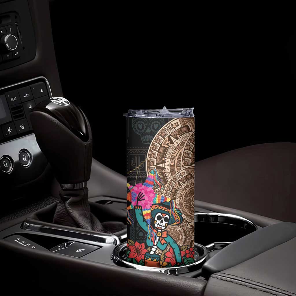 Las Posadas Skinny Tumbler Pinata With Mexican Aztec Circle - Wonder Print Shop