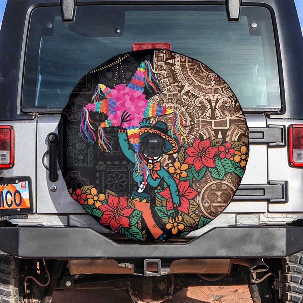 Las Posadas Spare Tire Cover Pinata With Mexican Aztec Circle - Wonder Print Shop