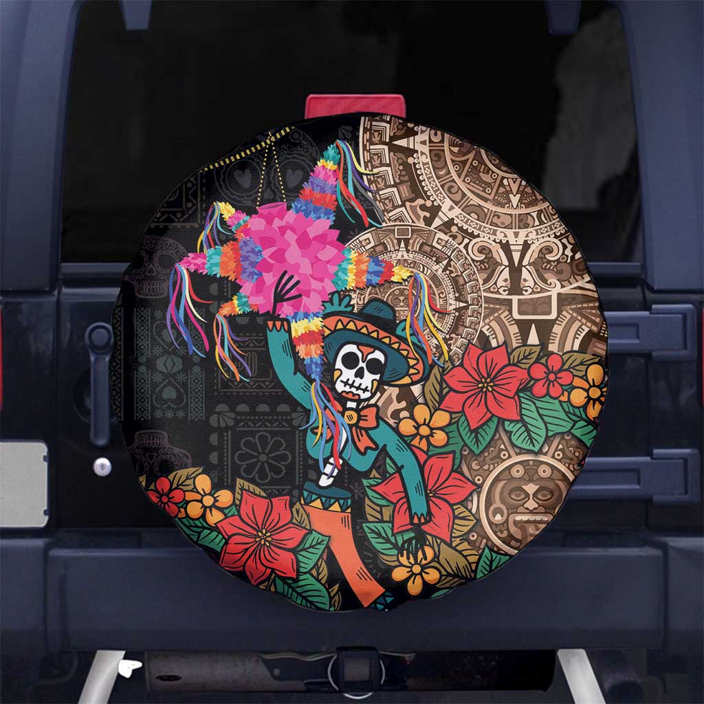 Las Posadas Spare Tire Cover Pinata With Mexican Aztec Circle - Wonder Print Shop